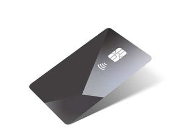Apple Card, front, Apple logo in top left, cardholder name in middle left Marisa Robertson, card chip in middle right