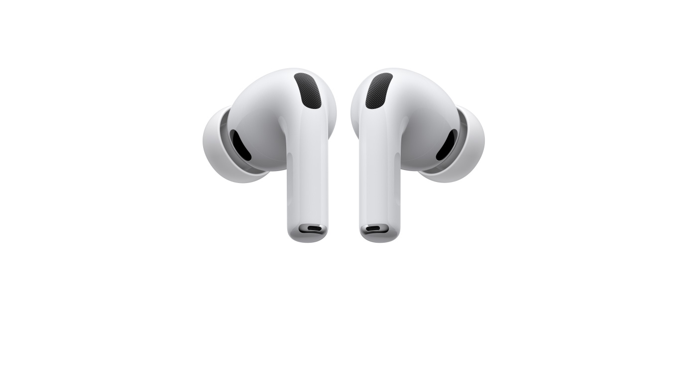AirPods Pro 3, lewa i prawa słuchawka bezprzewodowa w kolorze białym, silikonowe wkładki