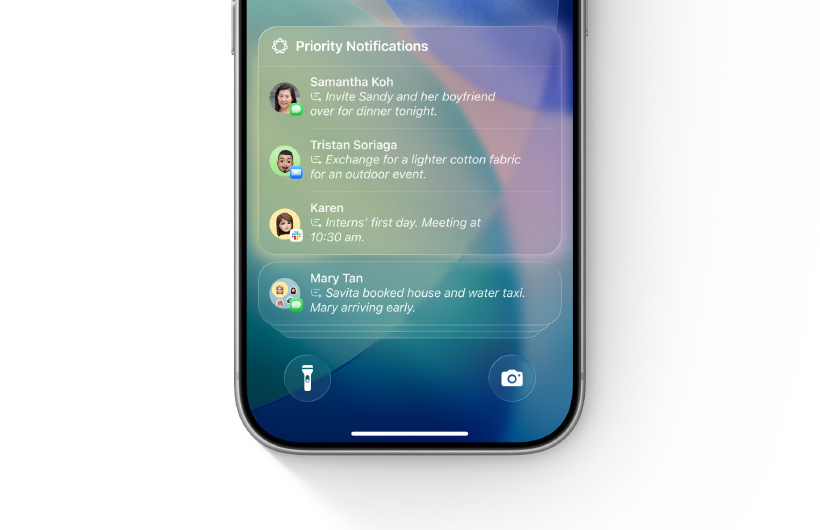 Notifications list on an iPhone highlights Priority Notifications at the top of the stack
