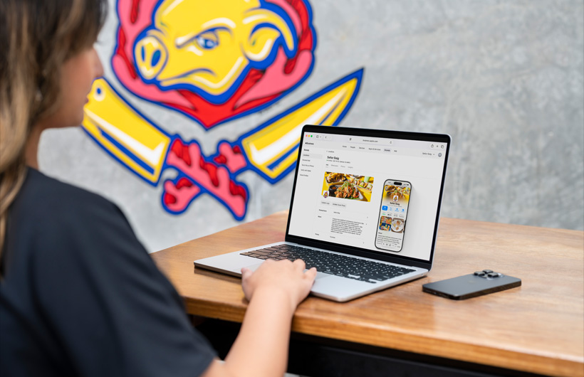 Señor Sisig använder Apple Business Connect för att hantera sin närvaro på Apple Kartor, Plånbok, Siri och mer.