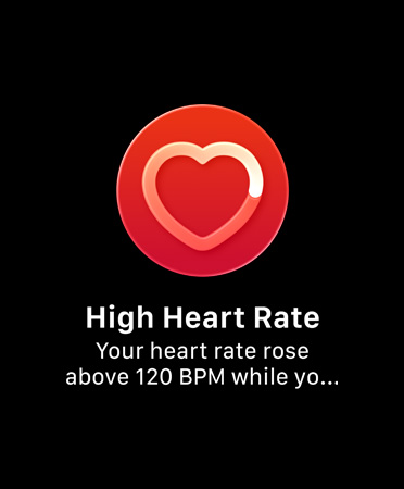 Notifica di frequenza cardiaca, icona del cuore al centro di un cerchio rosso 