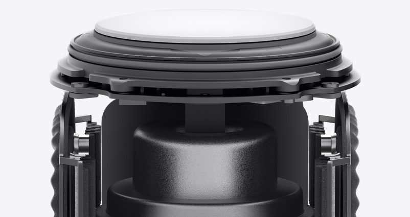 HomePod mini without mesh cover showing its internal components