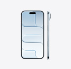 iPhone Air s prednje strane, u nebeski plavoj boji, s Dynamic Islandom centriranim pri vrhu, bočni prikaz jako tankog profila, tipka kontrole kamere