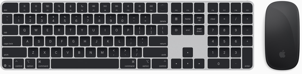 Bovenaanzicht van Magic Keyboard en Magic Mouse